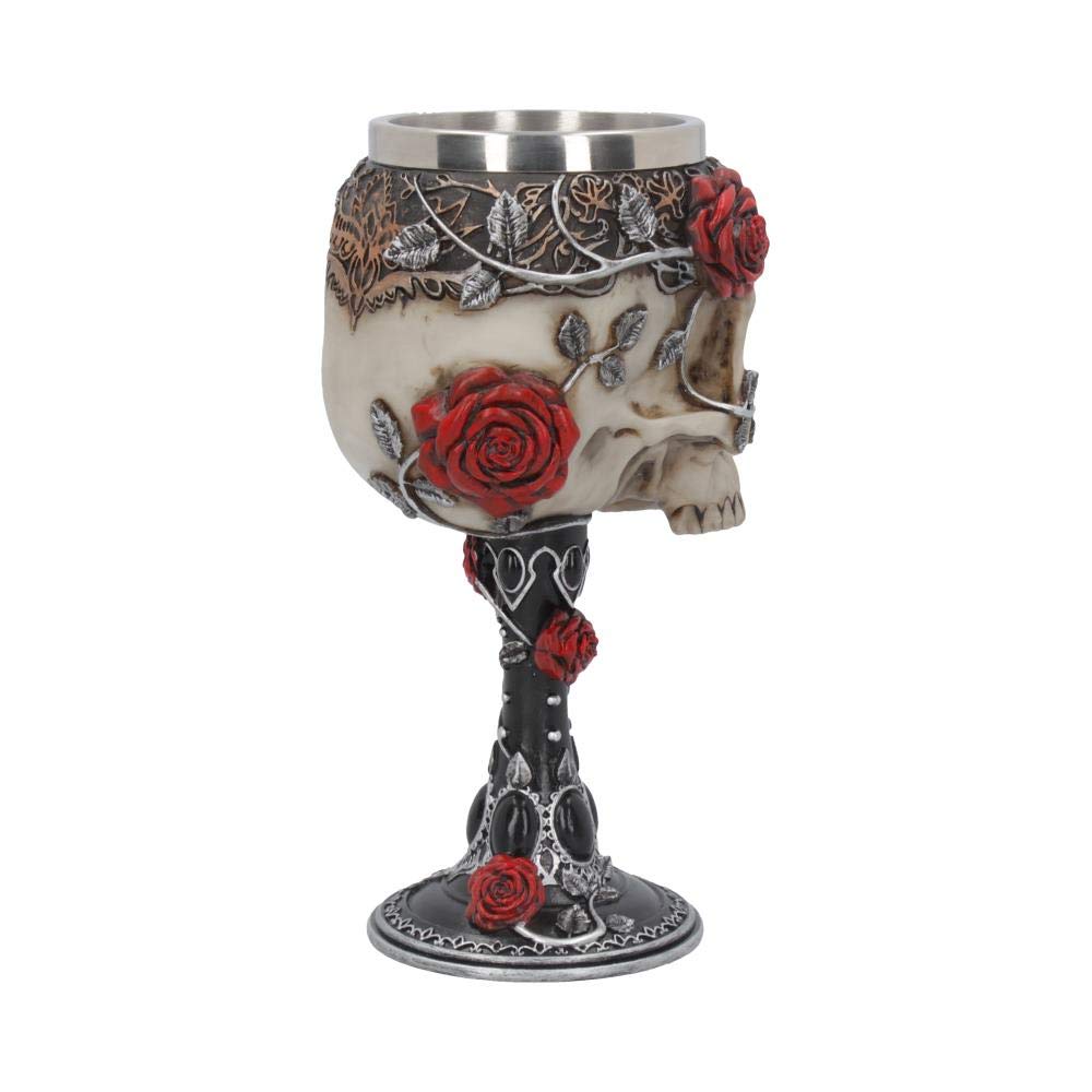Gothic Roses Goblet Skull Horror Wine Glass 18cm