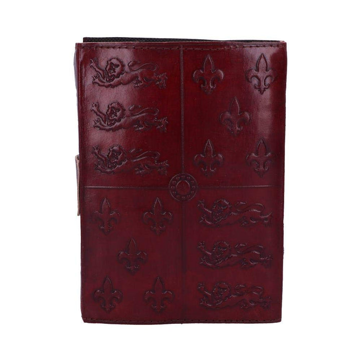Lockable Red Leather Medieval Embossed Journal 15x21cm
