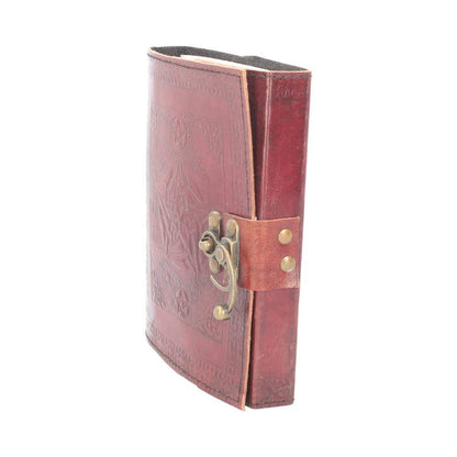 Lockable Pentagram Red Leather Journal 15 x 21cm w/lock 3
