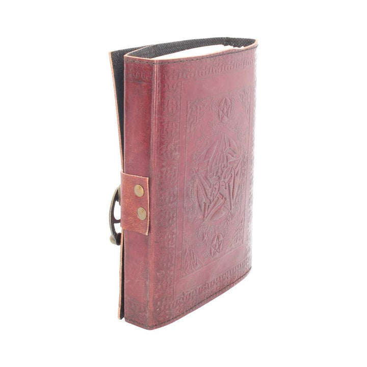 Lockable Pentagram Red Leather Journal 15 x 21cm w/lock