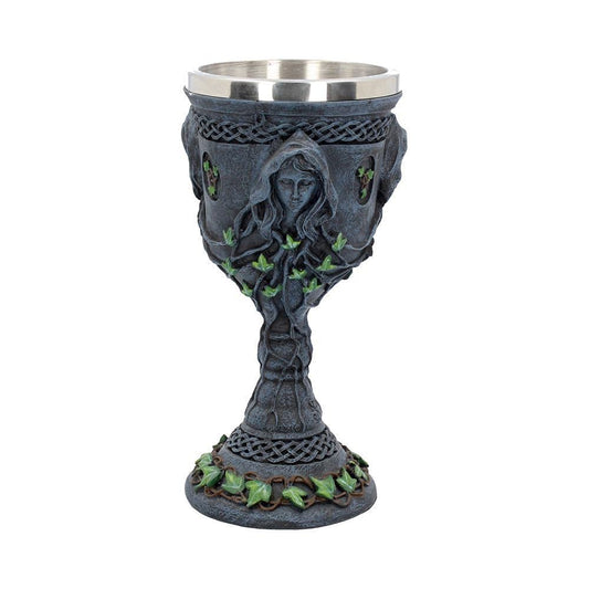 Mother Maiden and Crone Chalice Bronze Triple Goddess Wine Glass 21cm 2