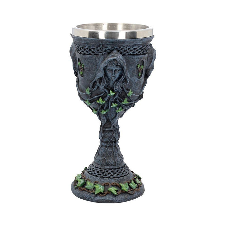 Mother Maiden and Crone Chalice Bronze Triple Goddess Wine Glass 21cm