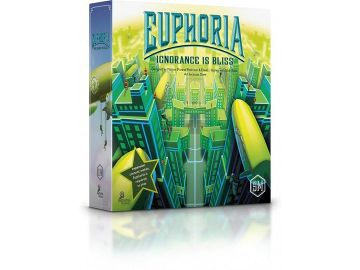 Stonemaier Games: Euphoria: Ignorance is Bliss Expansion | Add to Euphoria: Build a Better Dystopia (Base Game) | New Solo Mode, New Antiques Bazaar & Other Components | 1-6 Players, 60 Mins, Ages 14+