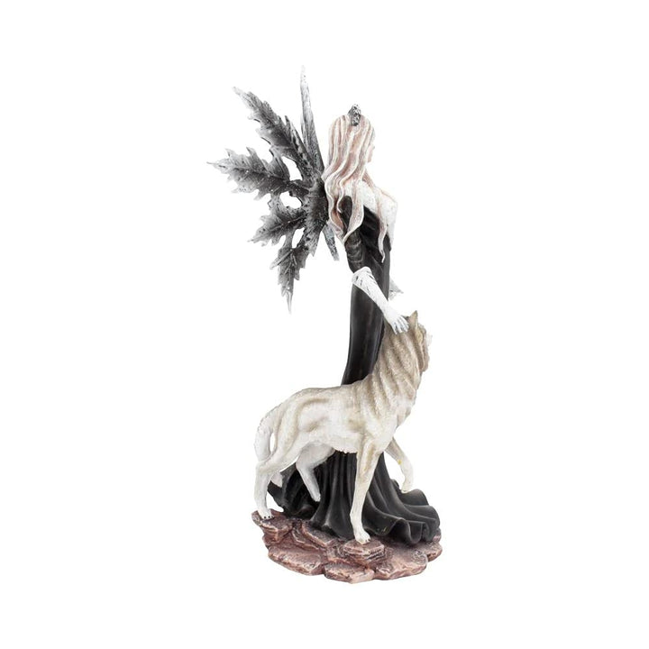 Dark Aura Fairy With Her Grey Wolf Companion 24cm
