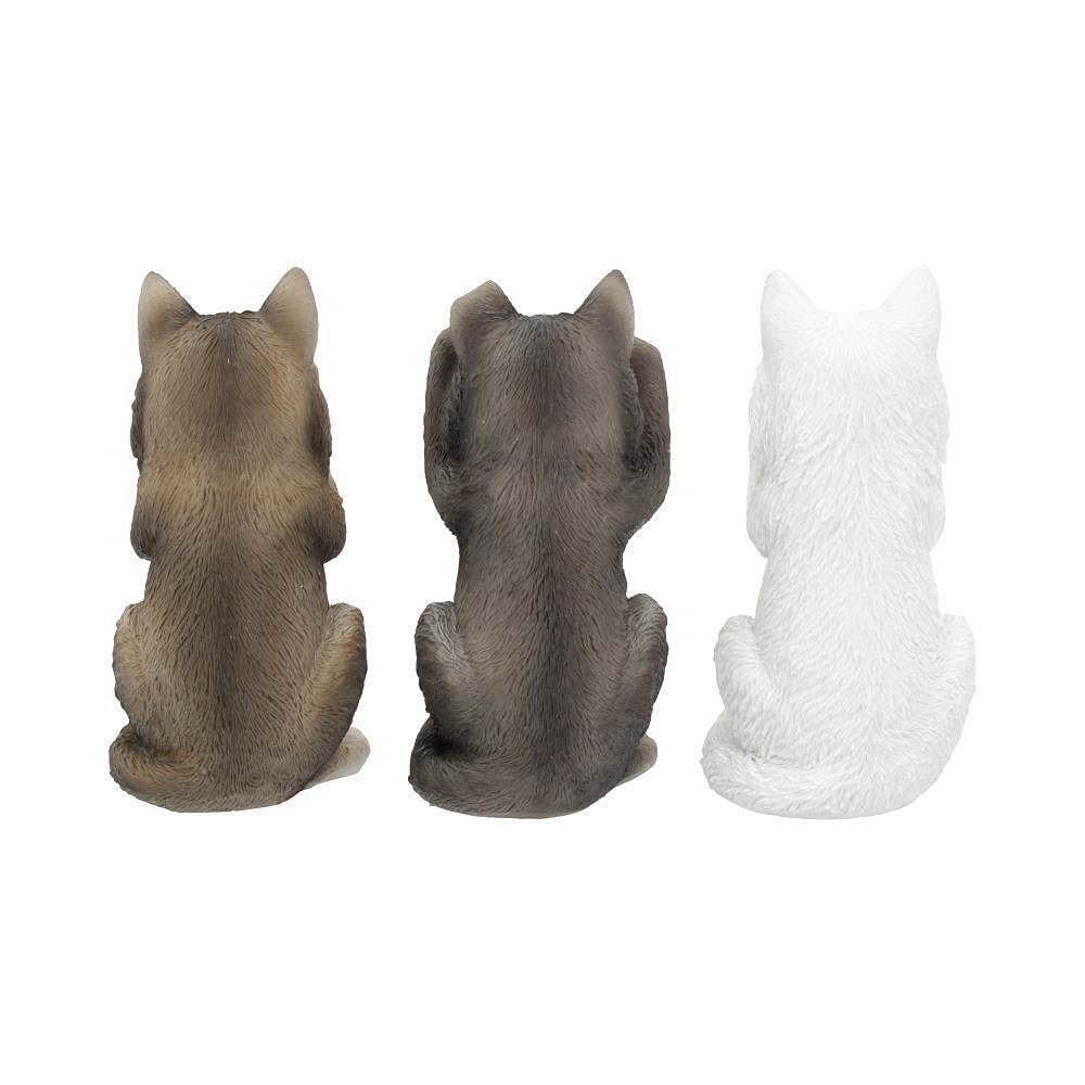 Three Wise Wolves Figurines 10cm 4