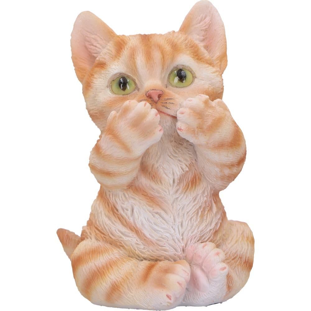 Three Wise Ginger Cats Figurines Set of 3 a See No Hear Speak 8.5cm 5