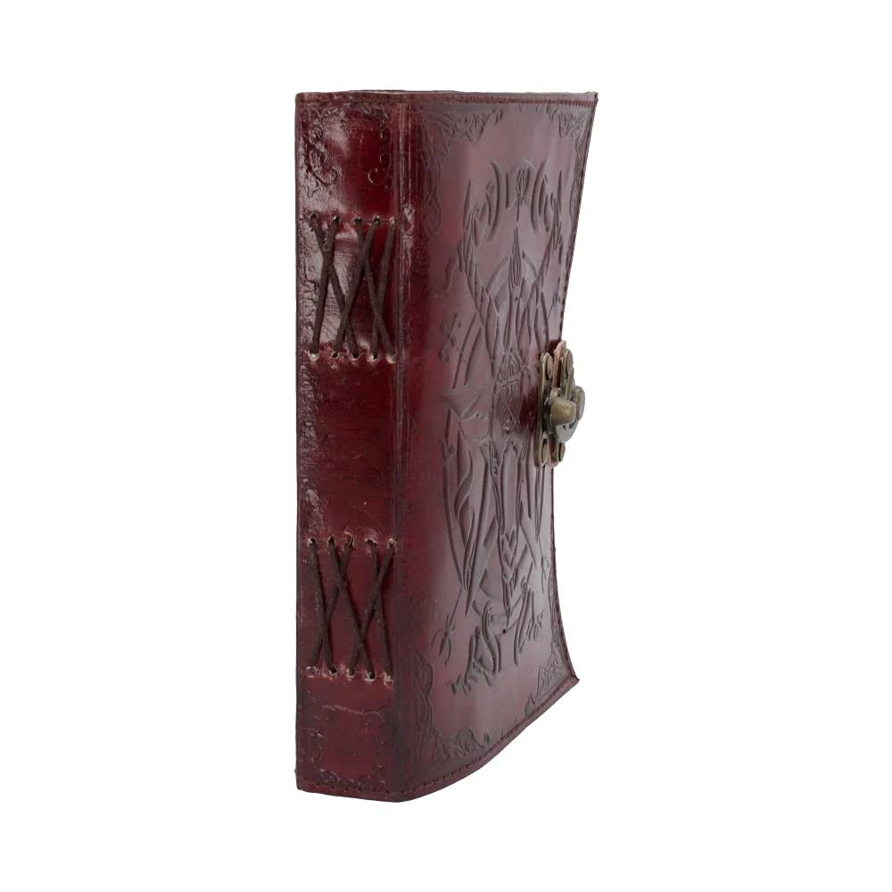Lockable Red Leather Baphomet Embossed Journal 15cm x 21cm 4