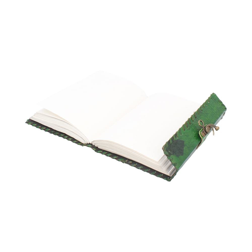 Real Leather Greenman Green Embossed Journal with Lock 25 x 18cm 7