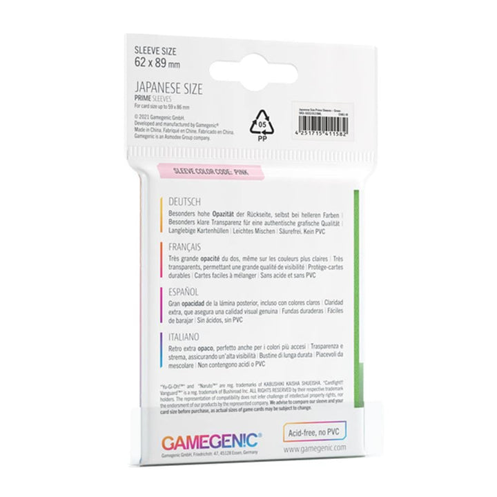 GameGenic Prime Japanese Size Card Sleeves – Green 60CT – Smooth & Tough – for Cards Measuring Up to 59mm x 86mm - Compatible with Pokemon, Yugioh, and More!