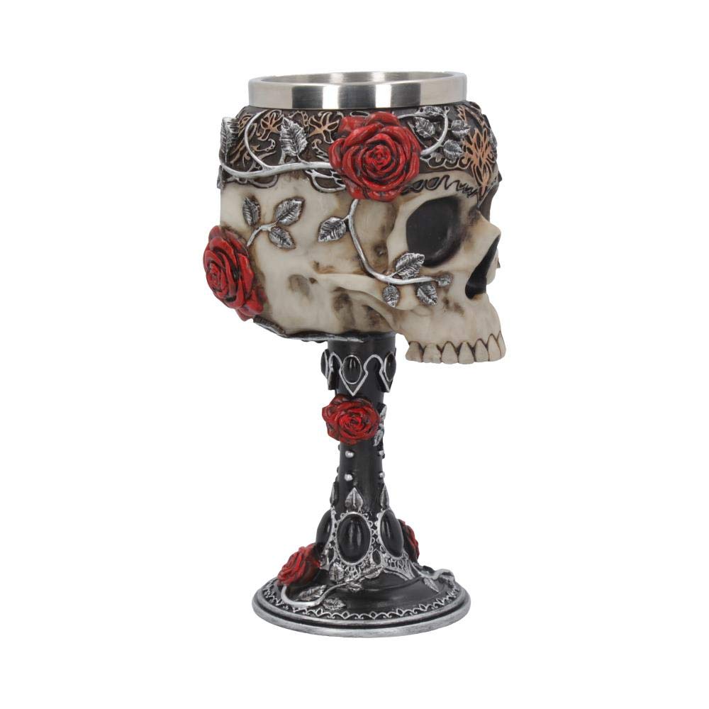 Gothic Roses Goblet Skull Horror Wine Glass 18cm