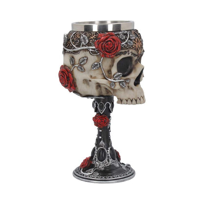 Gothic Roses Goblet Skull Horror Wine Glass 18cm 6