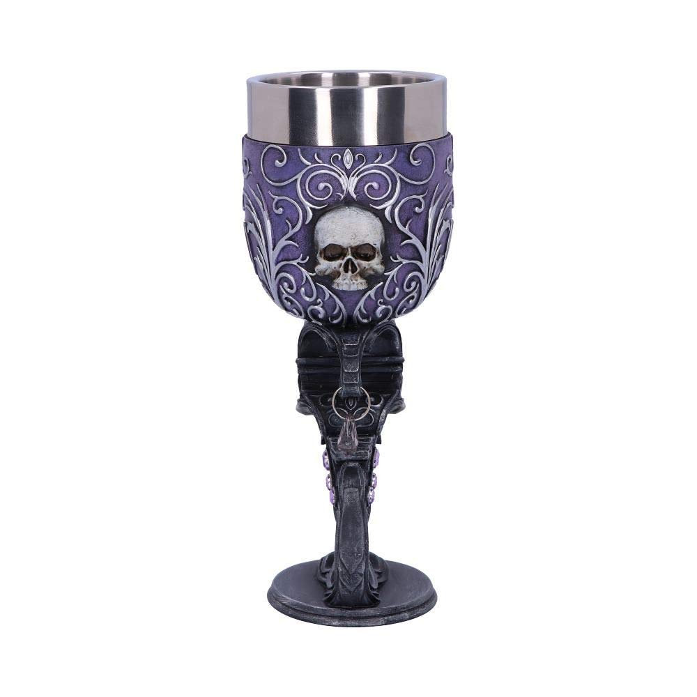 Deaths Desire Twin Skull Heart Set of Two Goblets 18.5cm 2