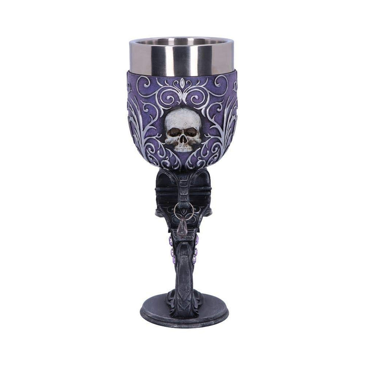 Deaths Desire Twin Skull Heart Set of Two Goblets 18.5cm 2