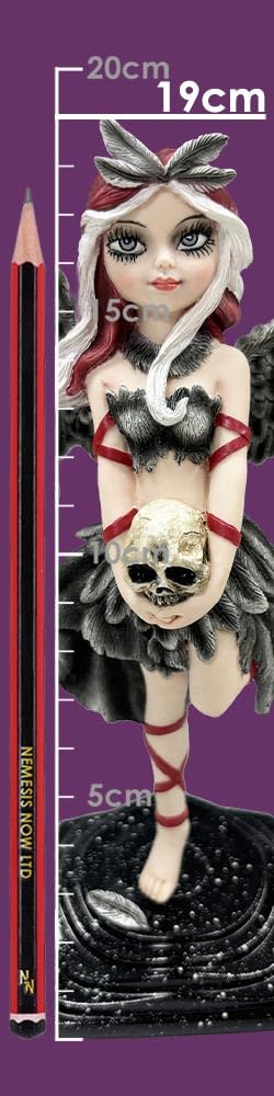 Shadow Fae Fairy Figurine with Feathered Skirt and Skull Accessory 20cm