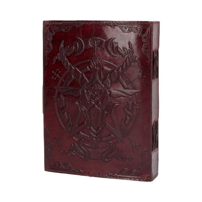 Lockable Red Leather Baphomet Embossed Journal 15cm x 21cm 3