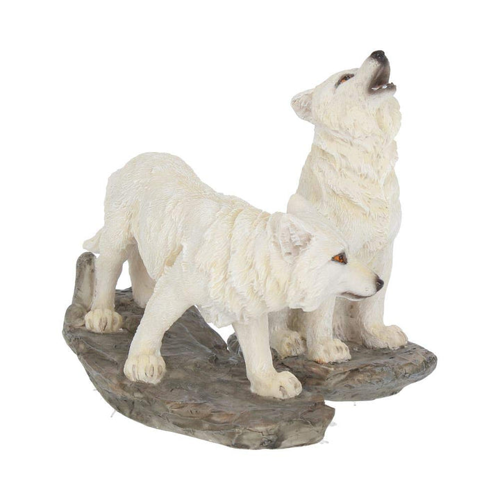 Set of 2 Before the Chase White Wolf Figure 9.8cm