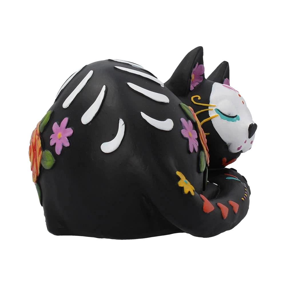 Sleepy Sugar Figurine Mexican Day of the Dead Skull Cat Ornament 22cm 7