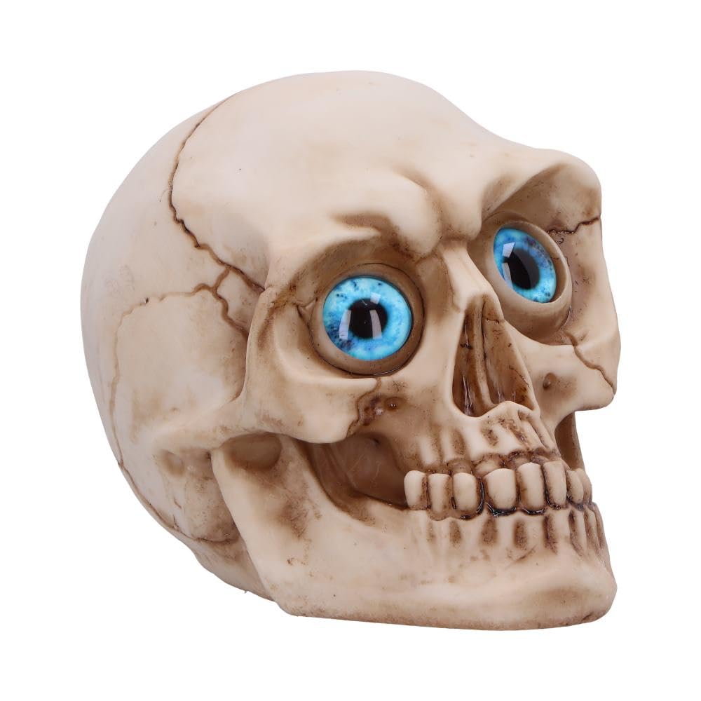 Eyes Wide Open Blue Decorative Resin Skull 12cm 1