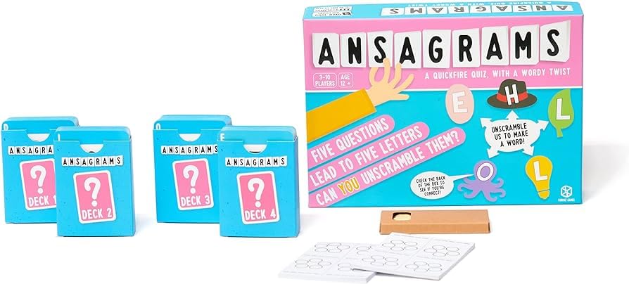 Format Games Ansagrams Party Game | Fast-Paced Trivia Game | Word Game with a Trivia Mash-Up | Fun Family Game for Kids and Adults