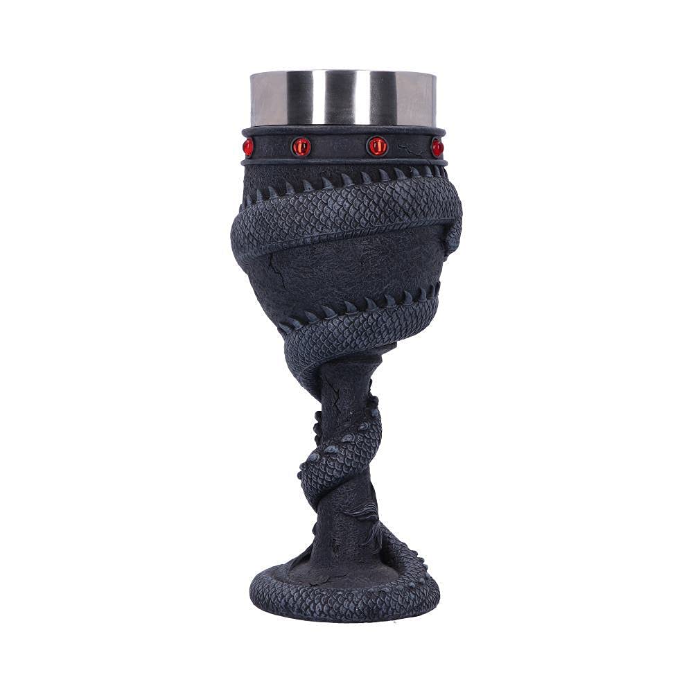 Black Chinese Dragon Coil Goblet Wine Glass 20cm