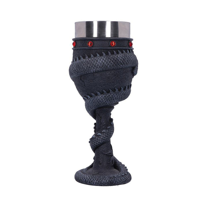Black Chinese Dragon Coil Goblet Wine Glass 20cm