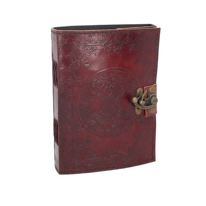 Lockable Tree of Life Red Leather Journal 15 x 21cm with Lock 2
