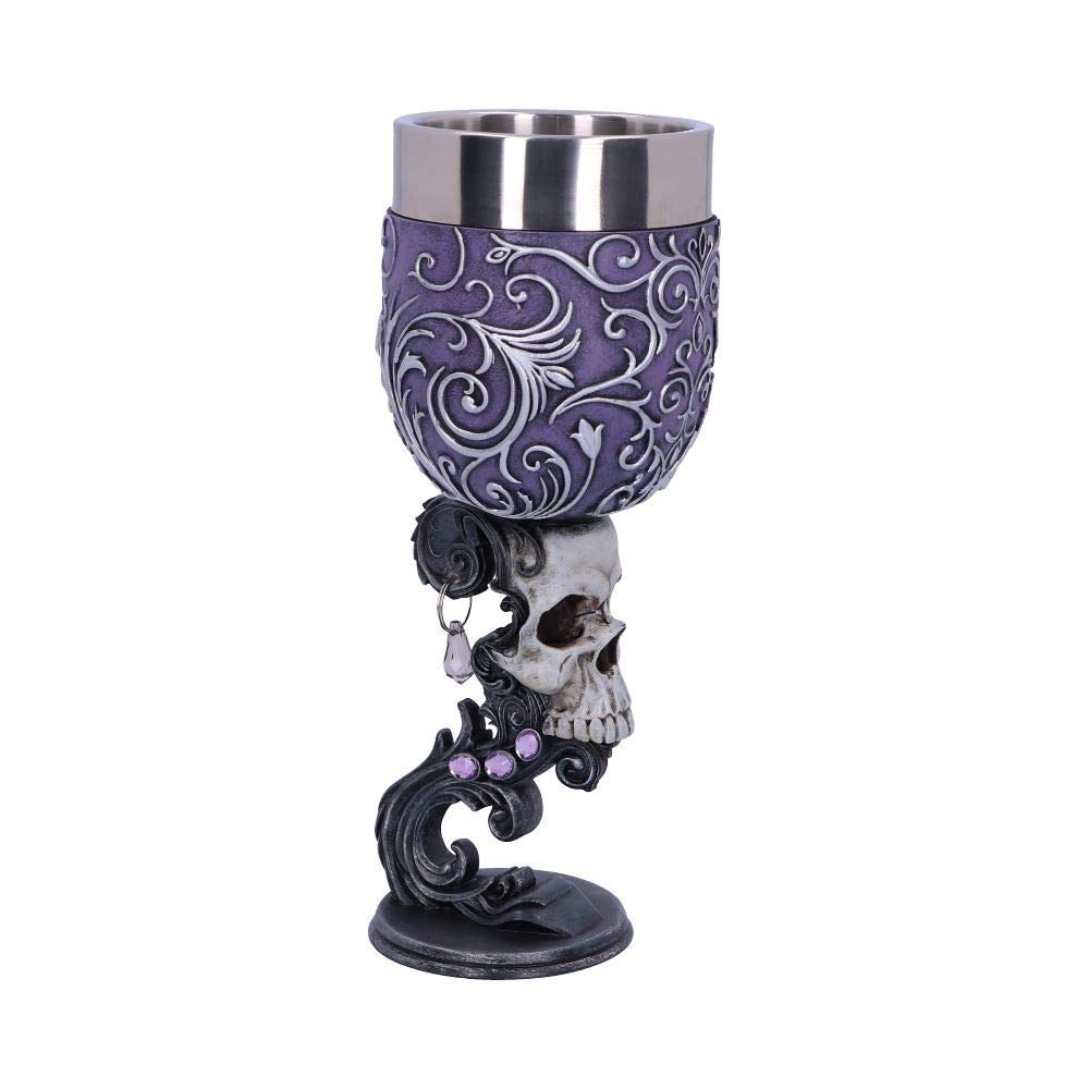 Deaths Desire Twin Skull Heart Set of Two Goblets 18.5cm 2 6