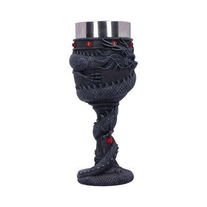 Black Chinese Dragon Coil Goblet Wine Glass 20cm 3