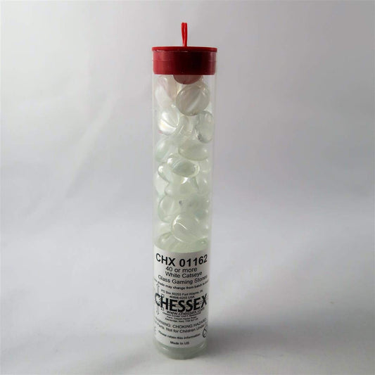 Chessex 01162 White Cats eye Glass Stones Qty 40 or more in 5 inches Tube 2