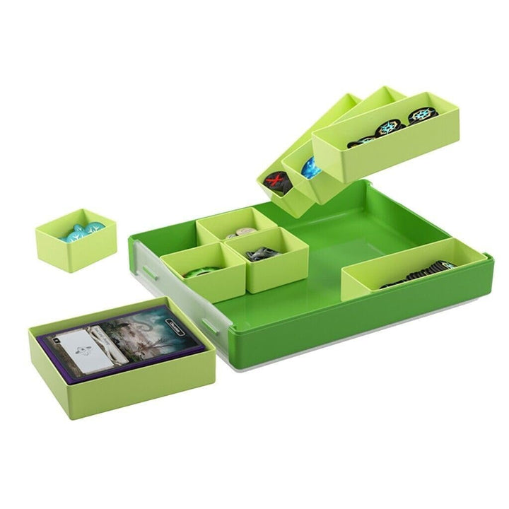 Token Silo Convertible | Store and Organize Board Game Tokens | 9 Removable Trays in 3 Different Sizes | Stackable Token Box | Convenient Space-Saving Design | Blue Color | Made by Gamegenic