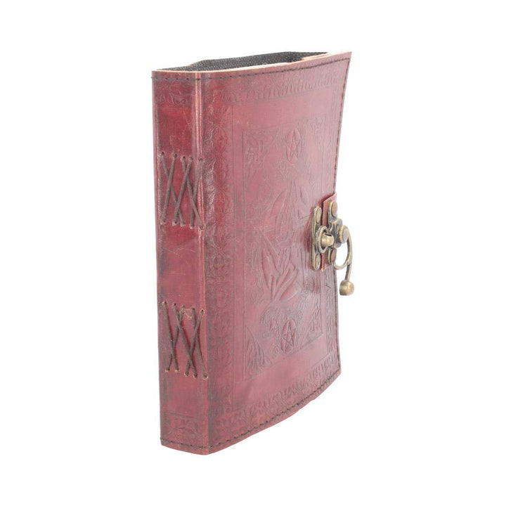 Lockable Pentagram Red Leather Journal 15 x 21cm w/lock