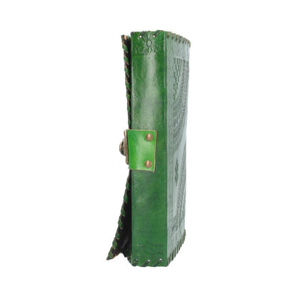 Real Leather Greenman Green Embossed Journal with Lock 25 x 18cm 4