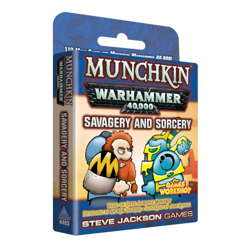 Steve Jackson Games Munchkin Warhammer 40,000: Savagery and Sorcery Card Game (Expansion) | 112 Cards | Family Game | Fantasy Adventure RPG | Ages 10+ | 3-6 Players | Avg Play Time 120 Min