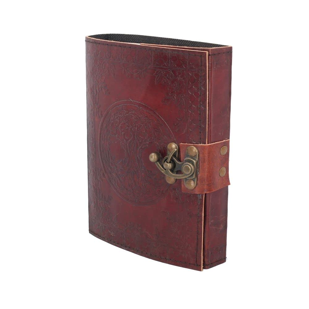 Lockable Tree of Life Red Leather Journal 15 x 21cm with Lock 3
