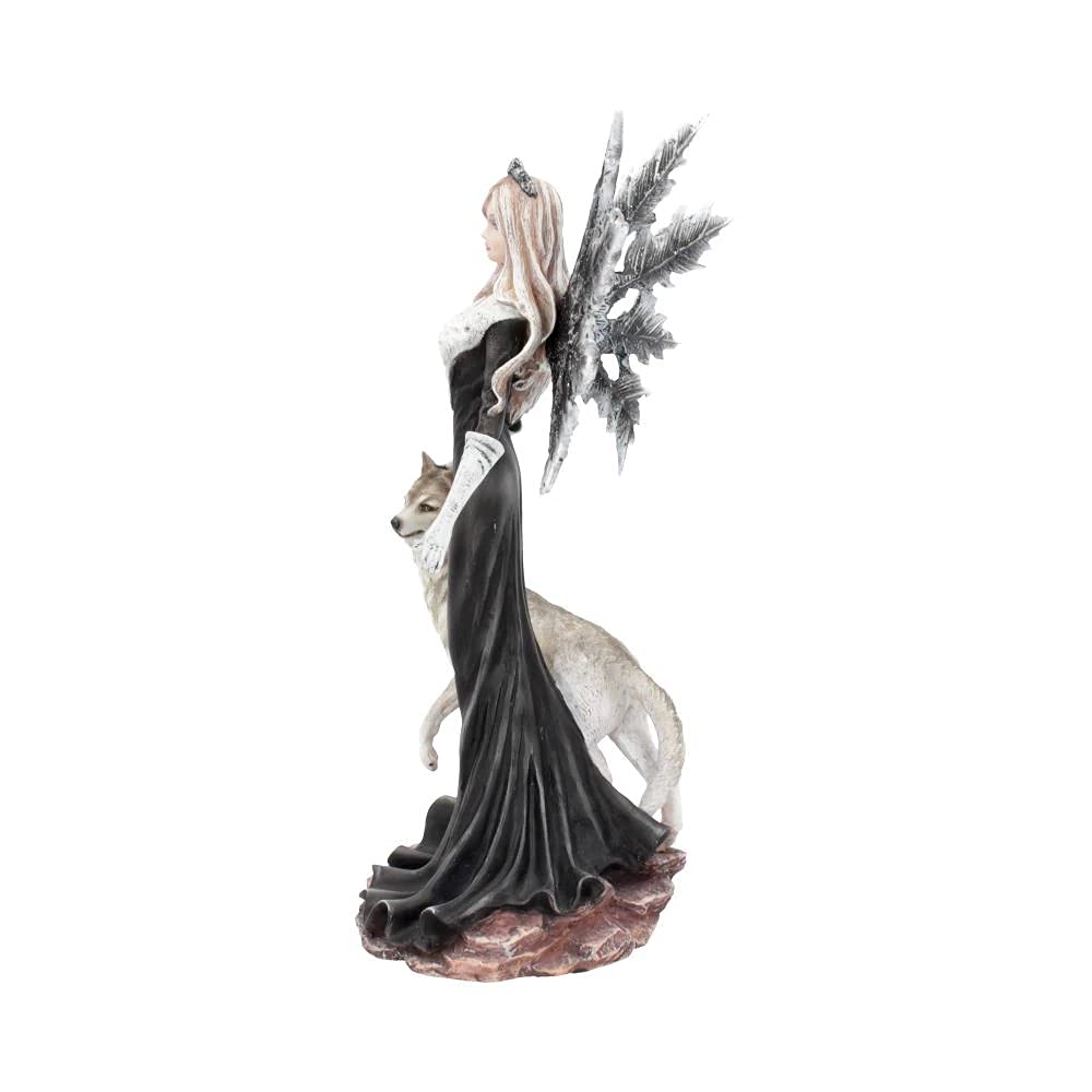 Dark Aura Fairy With Her Grey Wolf Companion 24cm 2