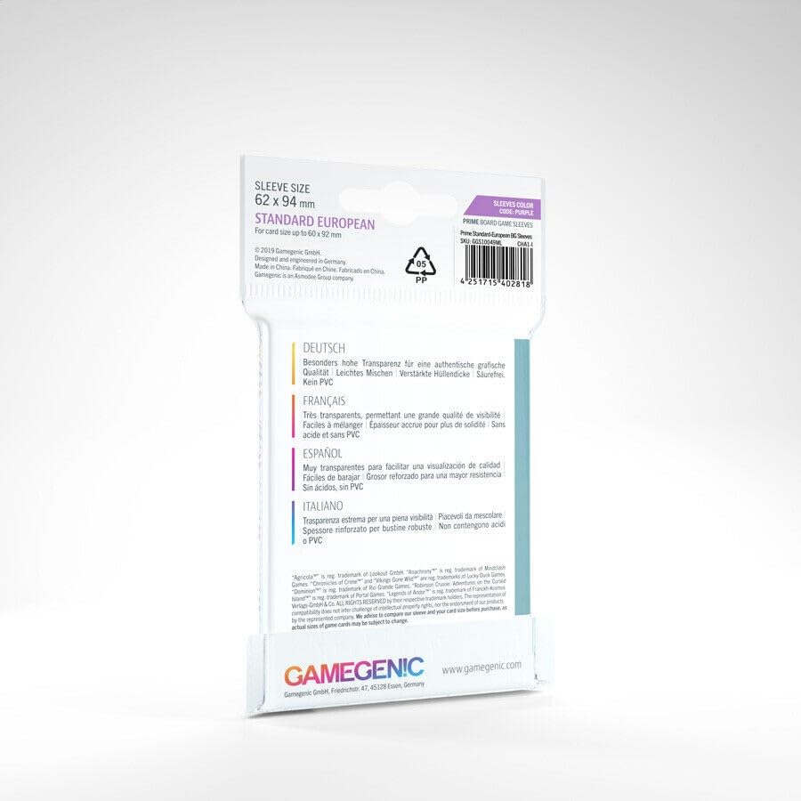 UNIT Gamegenic PRIME Standard European Sized Sleeves 62 x 94 mm 50 ct Gaming Accessory 2