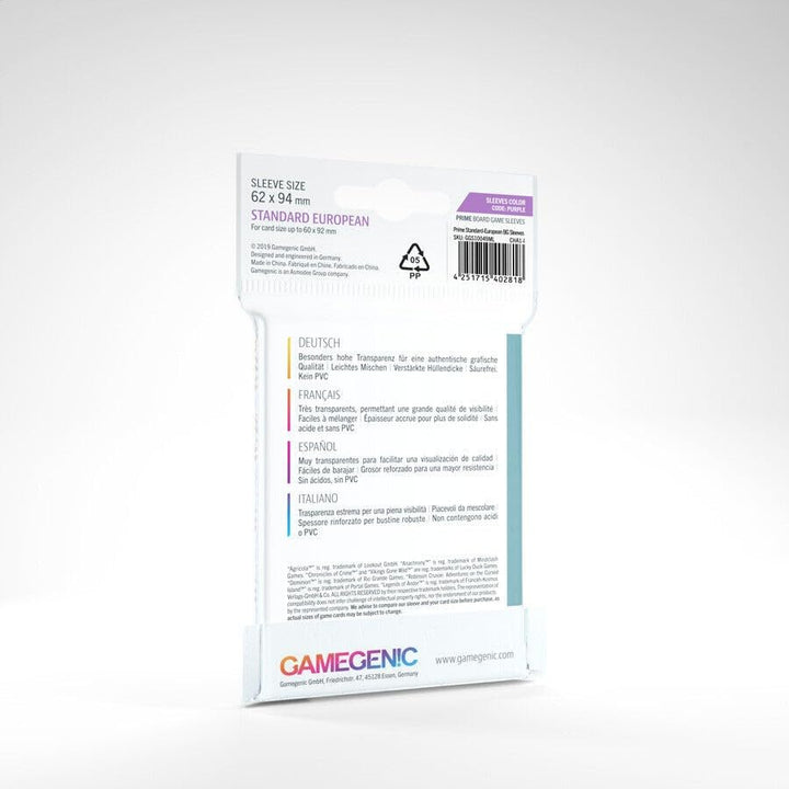 GAMEGEN!C - Prime Standard European-Sized Sleeves 62 x 94 mm (50), Colour Clear (GGS10049ML)