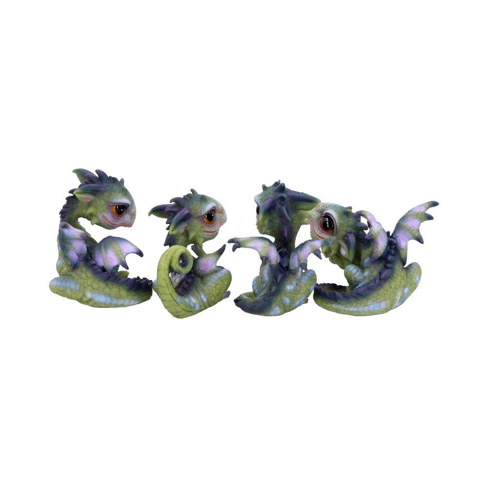 Curious Hatchlings Small Set of Four Dragon Infant Ornaments 4 9cm