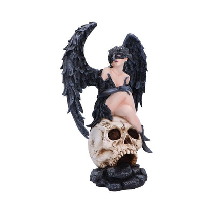 Riven Gothic Winged Figurine Seated on Skull 35cm Statue 4