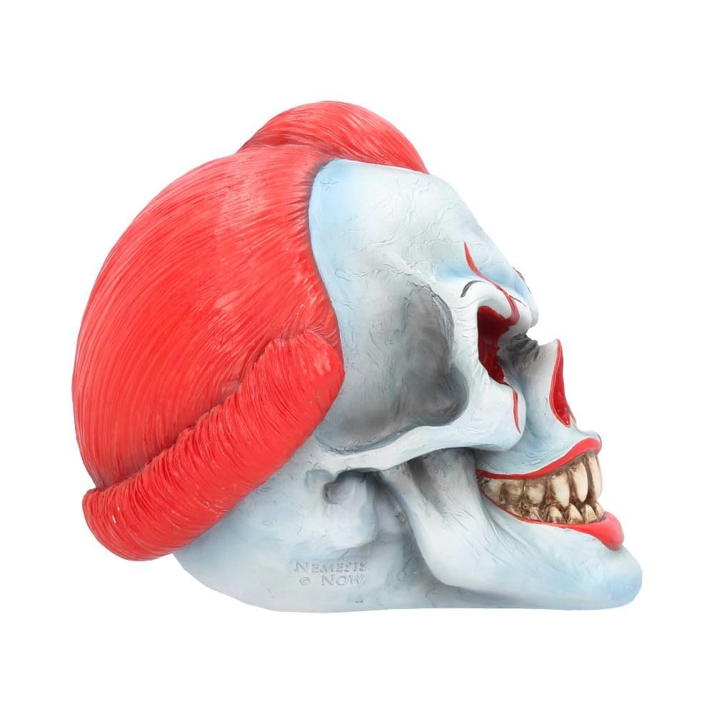 Play Time Skull Ornament Scary Horror Clown Head 18cm