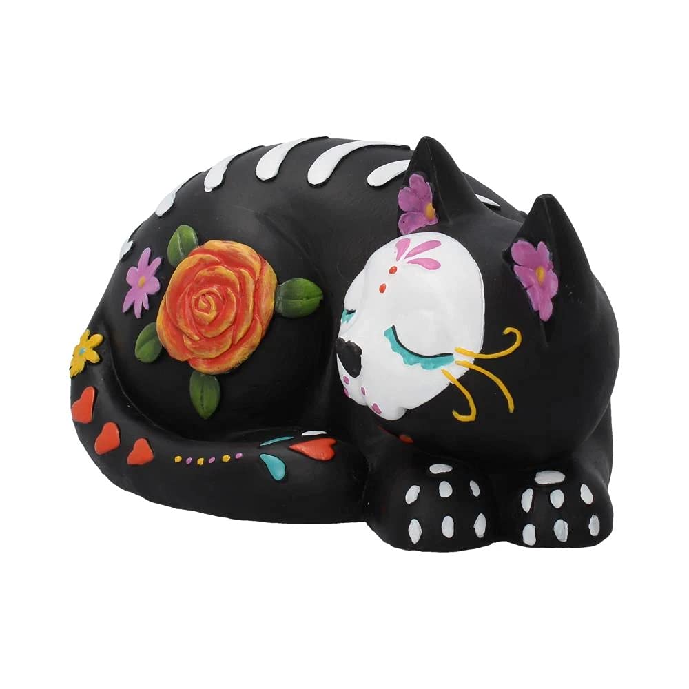 Sleepy Sugar Figurine Mexican Day of the Dead Skull Cat Ornament 22cm