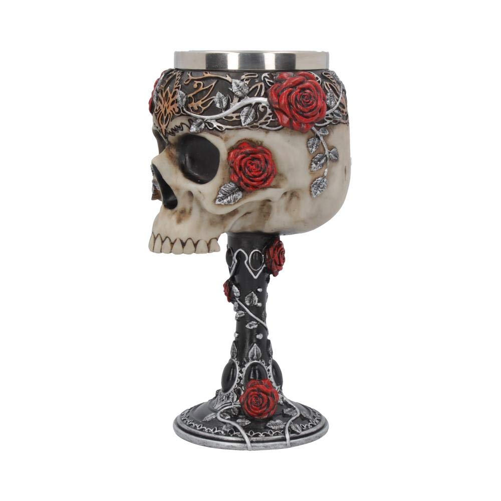 Gothic Roses Goblet Skull Horror Wine Glass 18cm