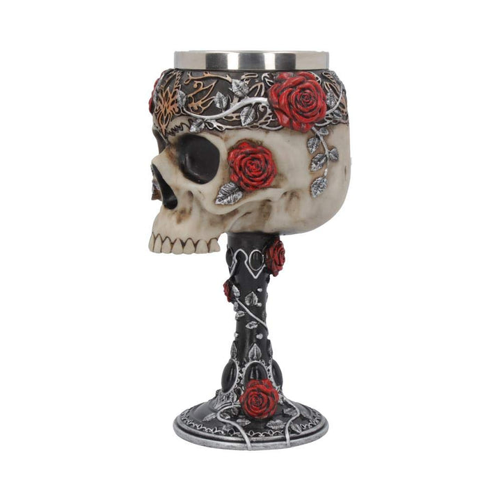 Gothic Roses Goblet Skull Horror Wine Glass 18cm