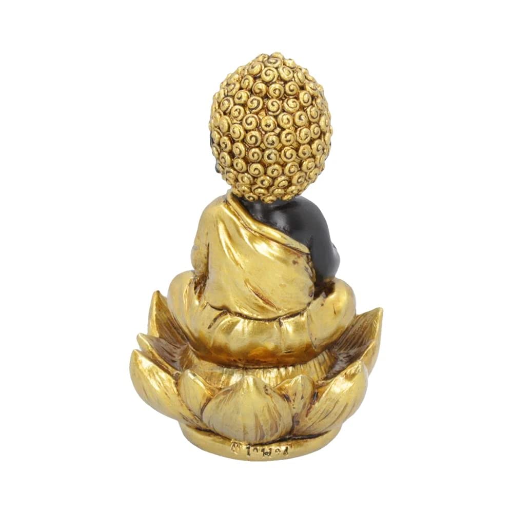 Black Gold Baby Buddha Backflow Incense Burner 103cm 10.3cm 4