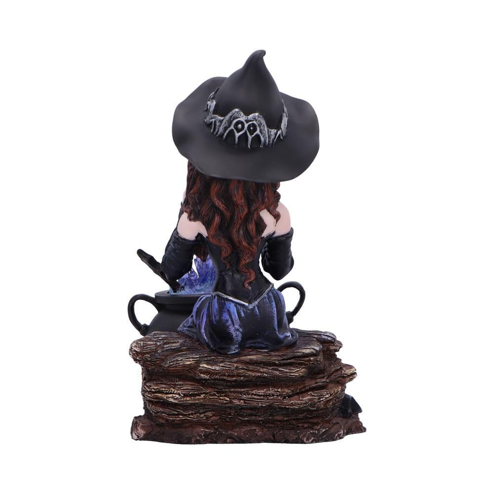 Alvina Witch Figurine with Owl and Cauldron 16cm