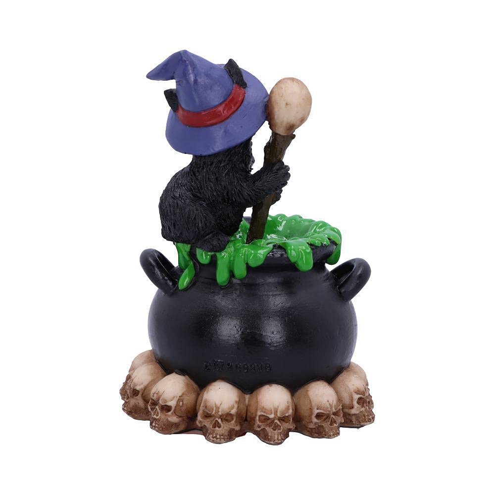 Spook Witches Familiar Black Cat and Bubbling Cauldron Figurine 12cm