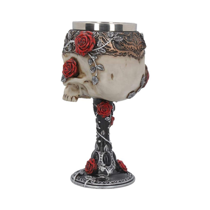 Gothic Roses Goblet Skull Horror Wine Glass 18cm