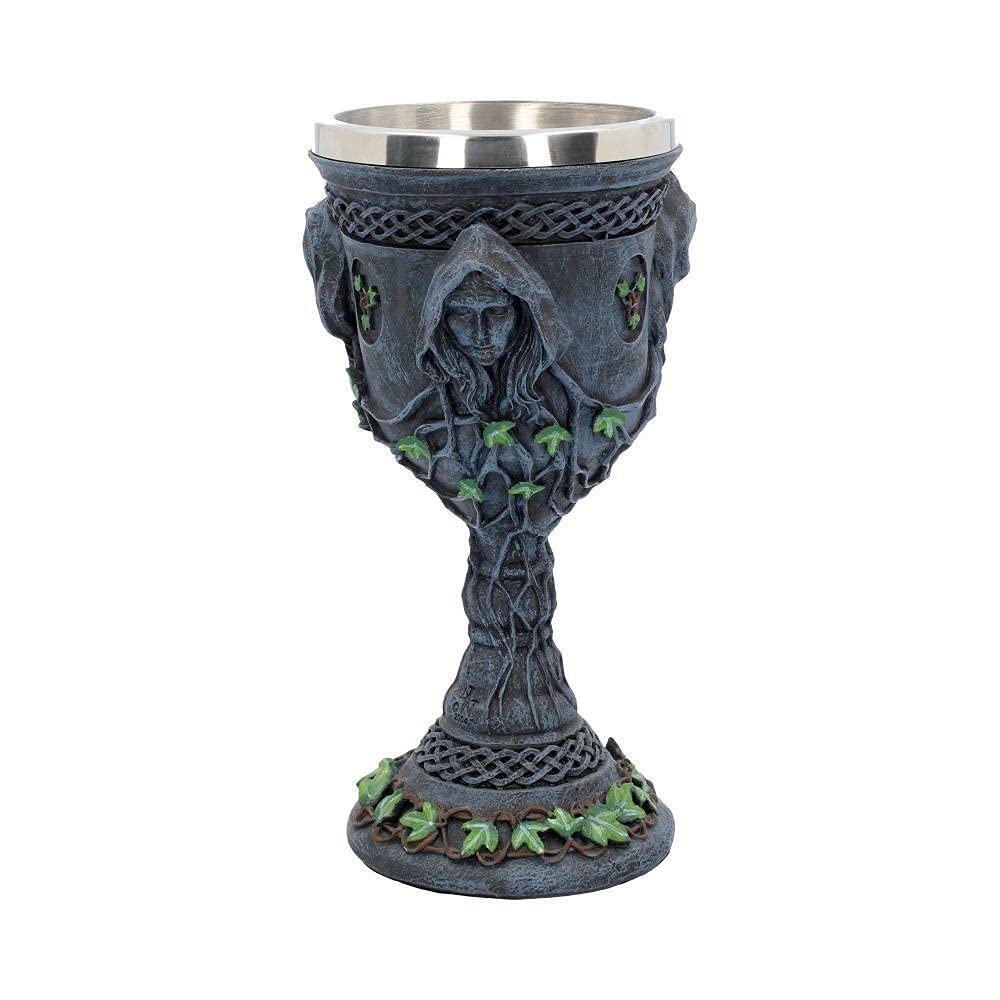 Mother Maiden and Crone Chalice Bronze Triple Goddess Wine Glass 21cm