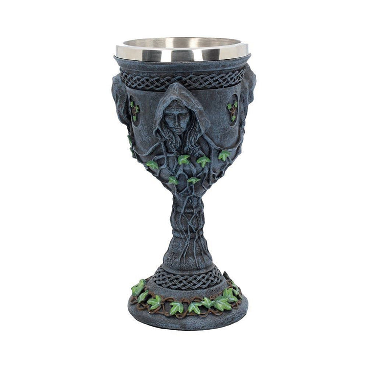 Mother Maiden and Crone Chalice Bronze Triple Goddess Wine Glass 21cm