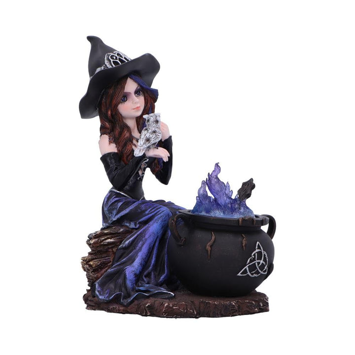 Alvina Witch Figurine with Owl and Cauldron 16cm